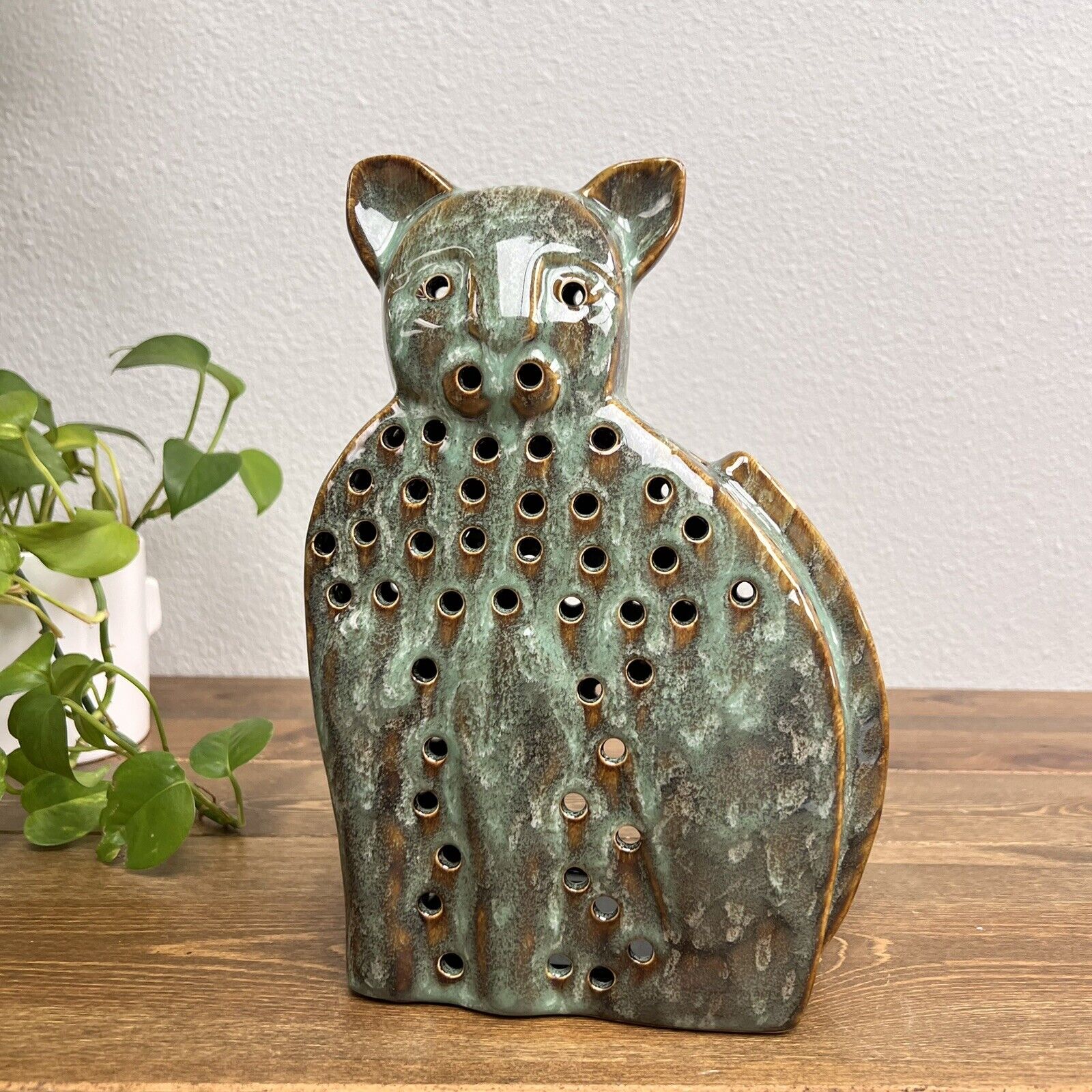 Ceramic Glazed Cat Tealight Candle Holder - Great Cat Lovers Gift!