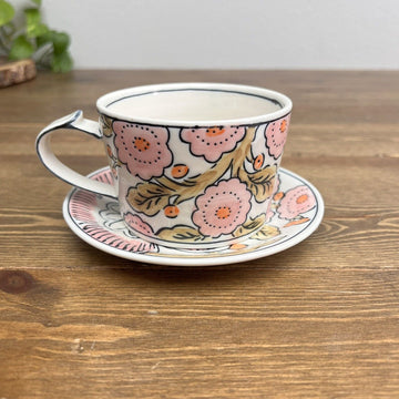 Molly Hatch Sakura Cup & Saucer Cherry Blossom Anthropologie Floral Mug