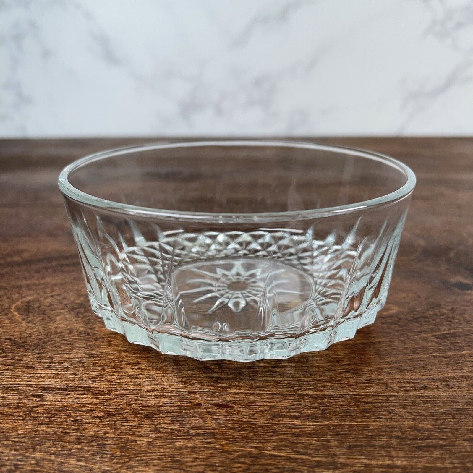 Arcoroc Diamant Dessert Glass Bowls Starburst Made in France Clear