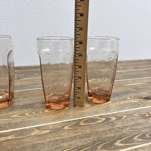 4 Vintage Libbey Chivalry Pink 16 oz Tumblers Glasses