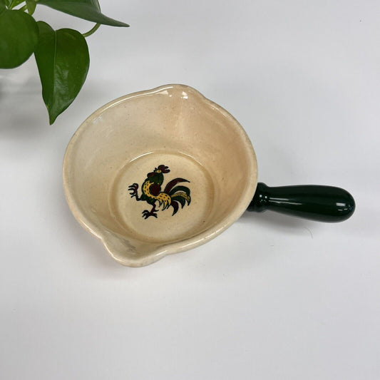 Vintage Metlox Poppytrail Provincial Green Rooster Sauce/Gravy Server w/Handle