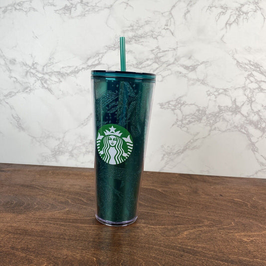 Starbucks Fall 2021 Emerald Sparkle Green Glitter 24 oz Tumbler Cold Cup