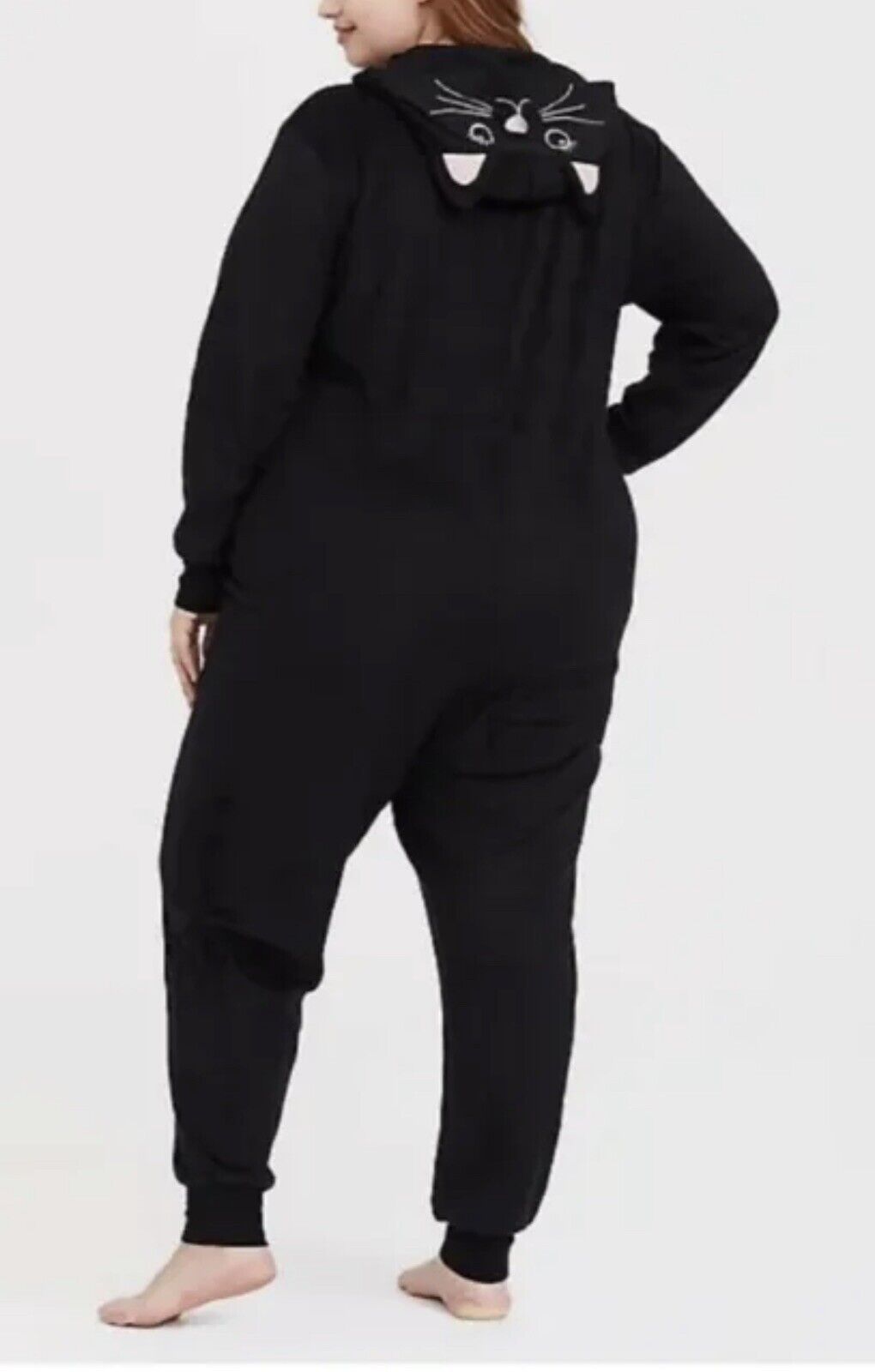 Torrid Black Cat Fleece Bodysuit Jumpsuit onepiece Woman's Size 1/2