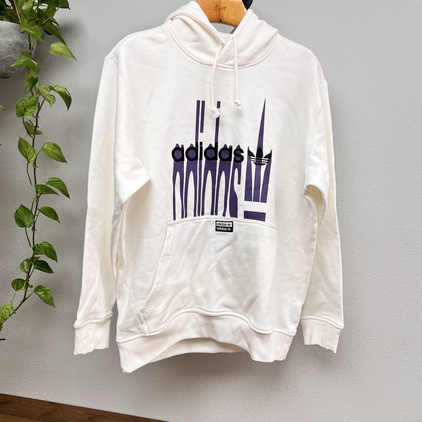 Adidas FS OTH Sweatshirt Hoodie Large White & Purple Embroidered FM2235