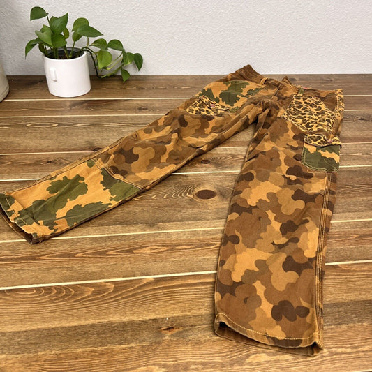 Anthropologie The Wanderer Camo Cargo Pants Women 24Brown Leopard Mix Utility