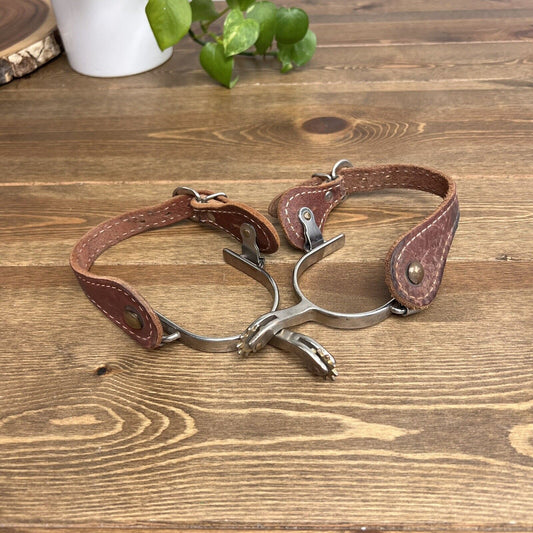 Western Cowboy Spurs with Heavy Duty Leather Straps