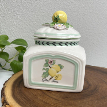 VILLEROY & BOCH French Garden Charm Small Lemon Canister & Lid 6"