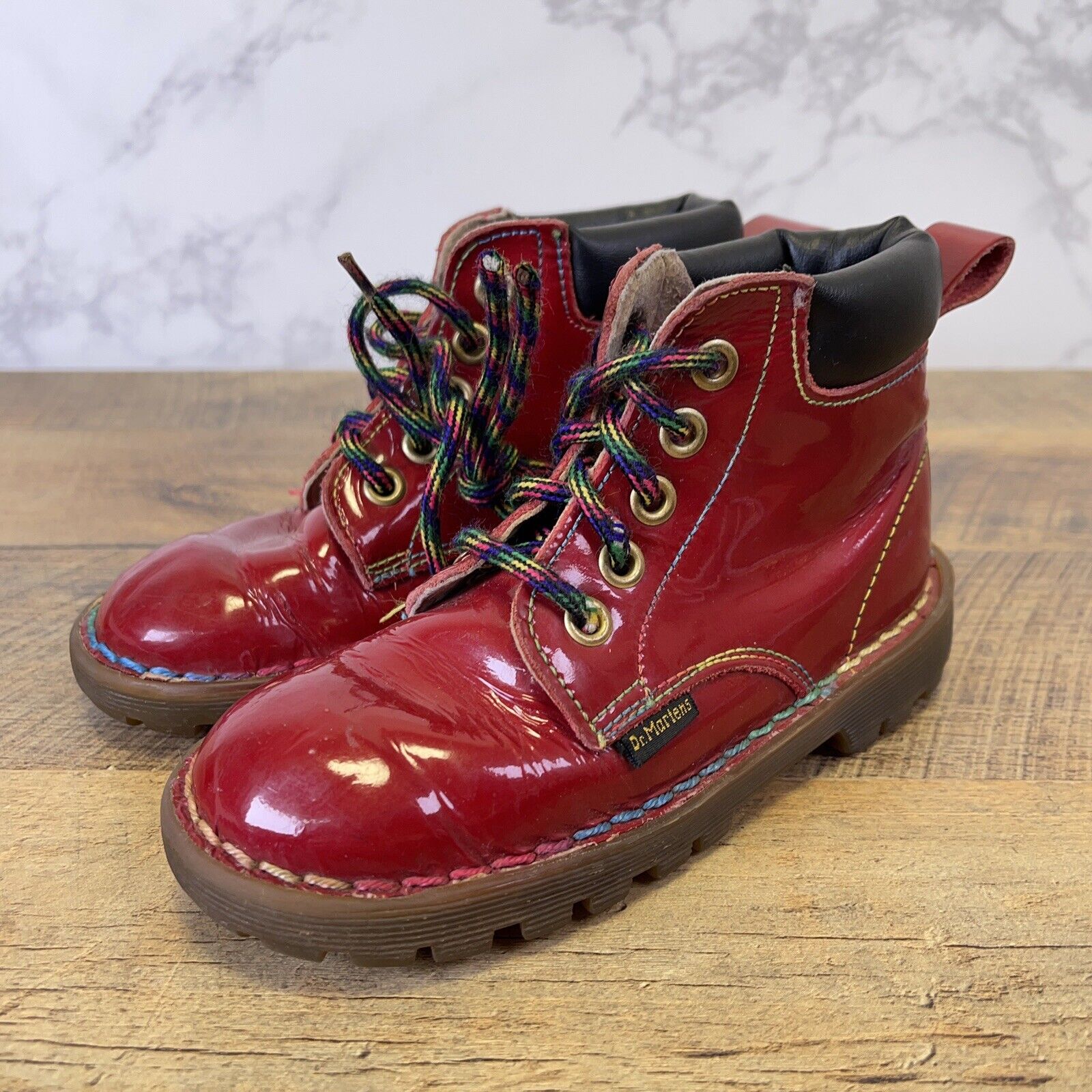 Dr. Martens Boots Toddler Girls 11.5 Red Patent Leather Air Wair England Vintage