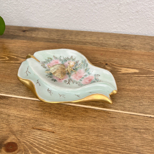 Vintage Candy dish Leaf Small  Porcelain Sign Limovan 66