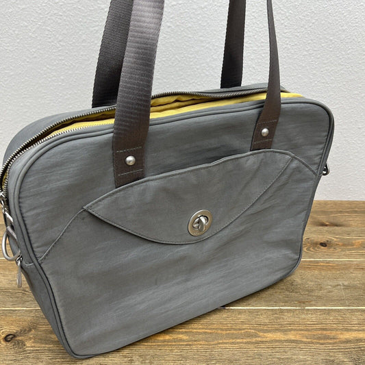 Baggallini Luggage Travel Tote Laptop Shoulder Bag Grey & Yellow