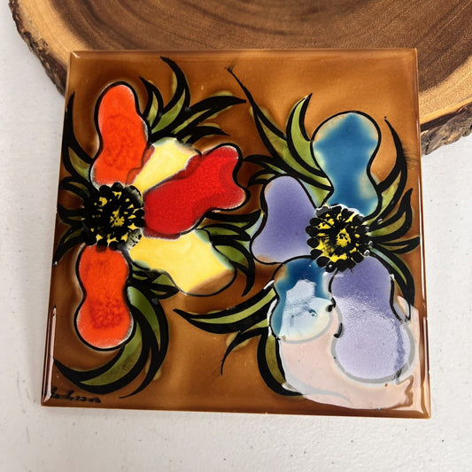 Vintage Made In France Flower Tile