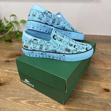 Lacoste x Peanuts Snoopy Blue Sneakers - Kids Size 5 Jump Serve Slip-on Shoes