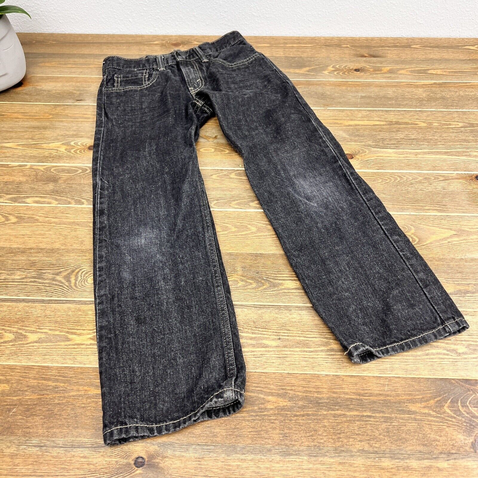 Levi's Boys Black 505 Dark Wash Regular Fit Straight Leg Jeans Size 10