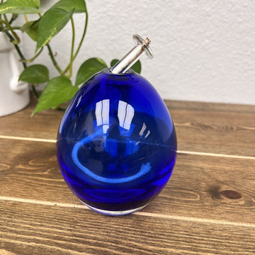 Hand Blown Glass Cobalt Blue Oil Lamp Burner Sphere 4 1/2”