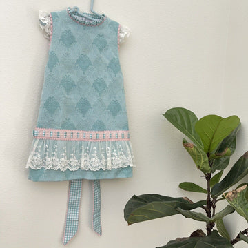 Naxos Aqua Blue & Pink Dress Size 8 Made In Spain