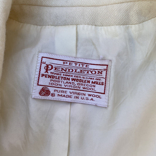 Vintage Pendleton Petite Blazer 100% Wool Cream Women’s Size 4