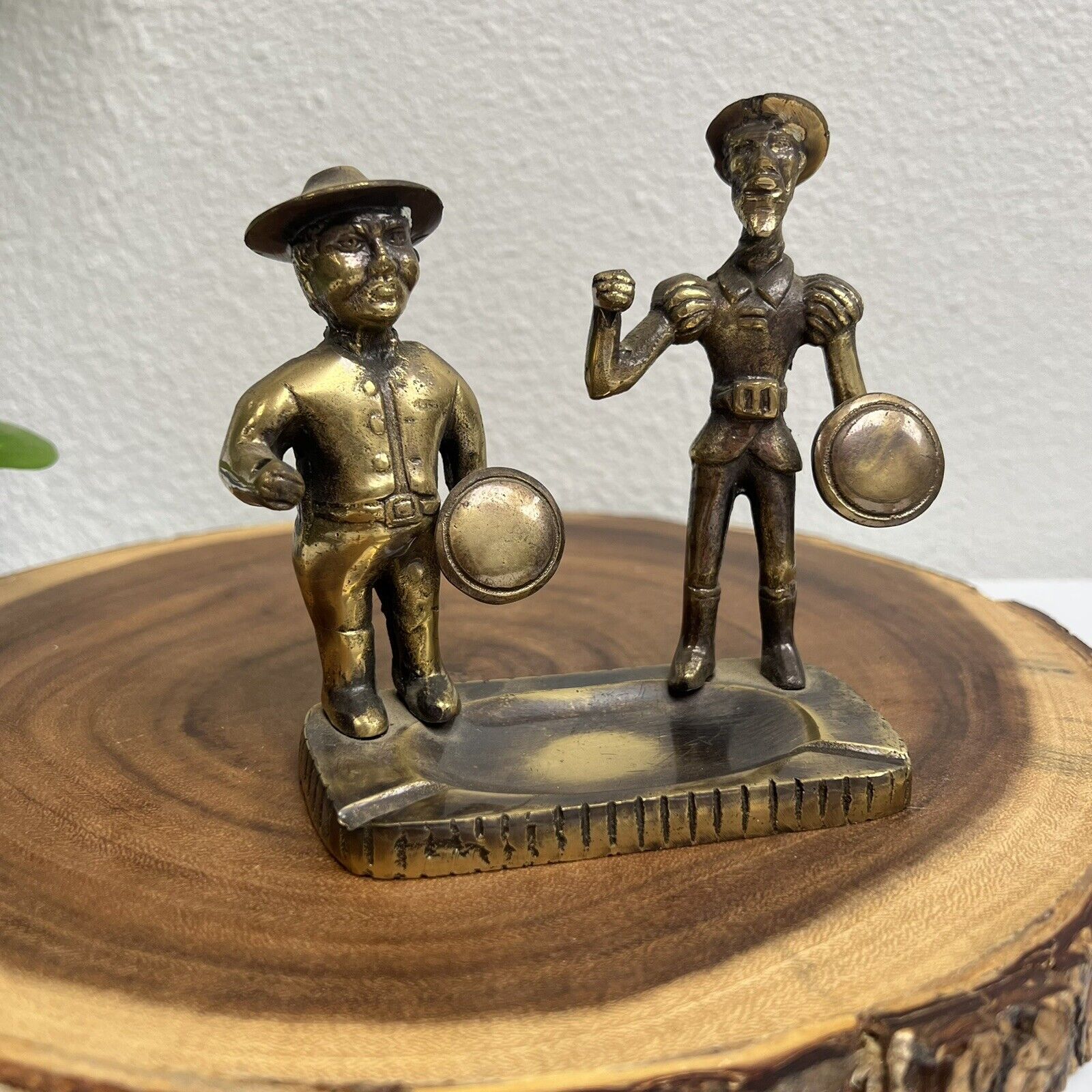 Vintage Don Quixote & Sancho Panza Tin Metal Figurine Ashtray