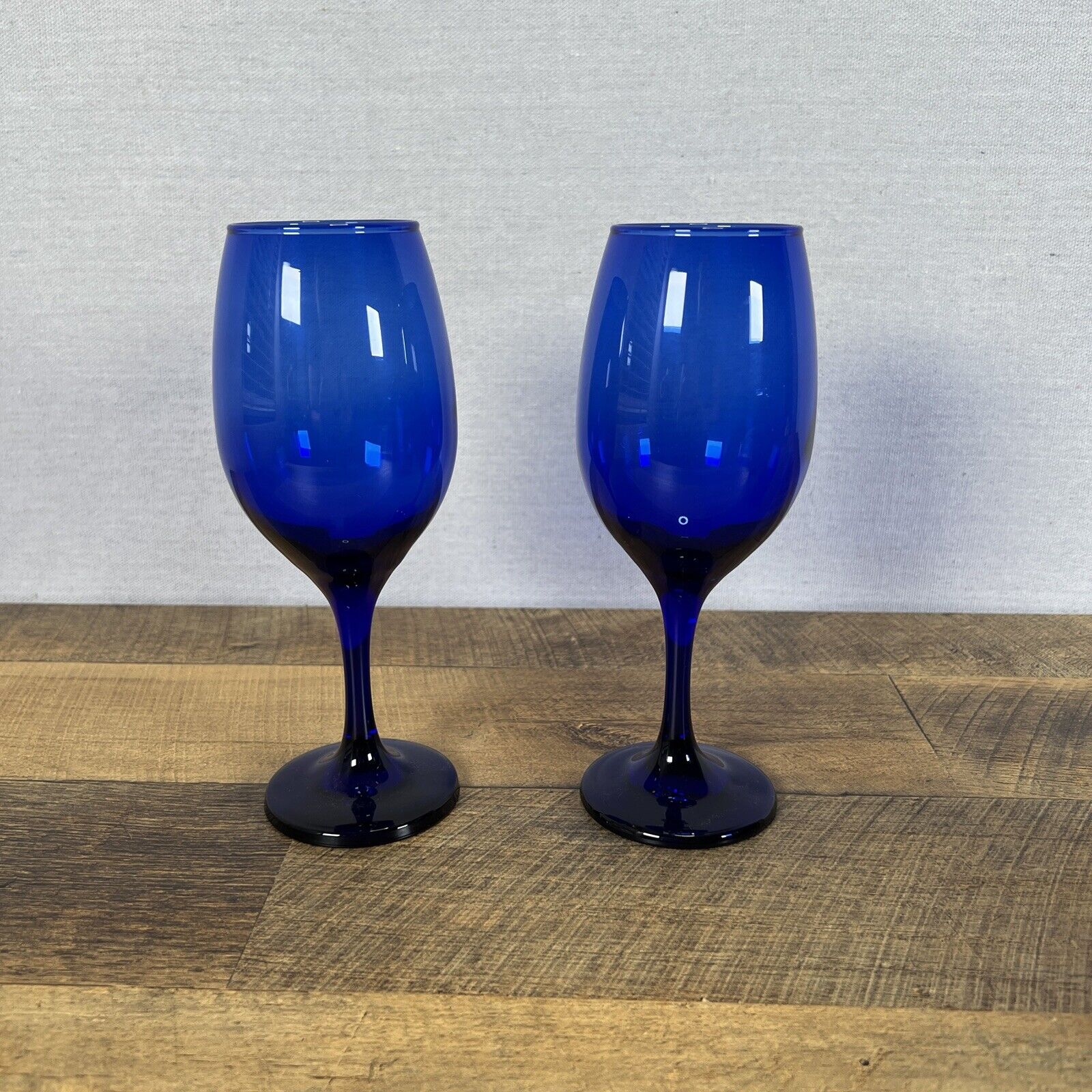 2 Cobalt Blue Wine Glasses