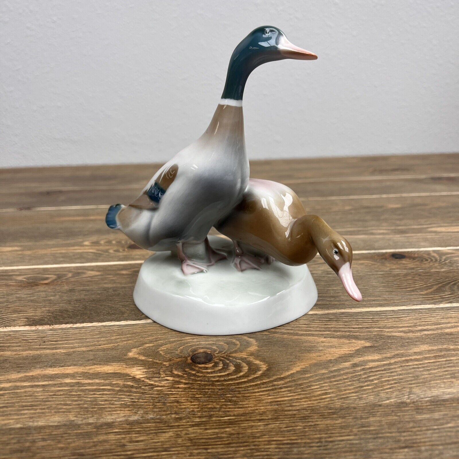 Zsolnay porcelain ducks, pair of Mallard ducks, porcelain glazed hand painted