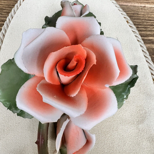 Beautiful Vintage Capodimonte Aita Art Porcelain Rose Made in Italy