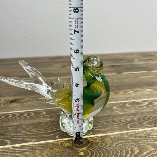 Murano Bird Yellow/ Green Glass Clear Tail