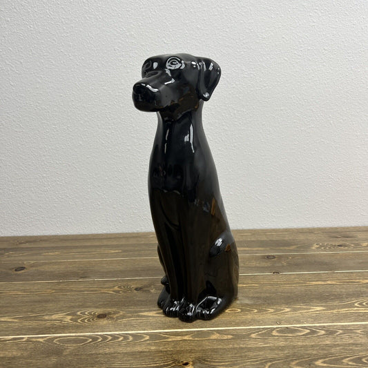 1990 George Lamson Animal Factory Tall Black Dog Planter