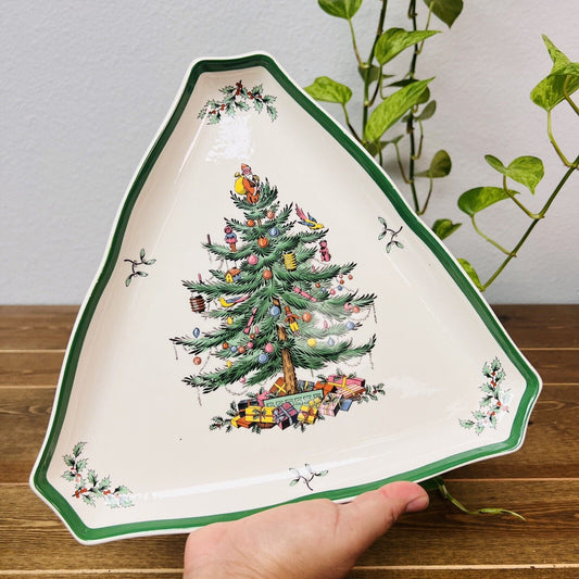 Spode Christmas Tree Triangle Dish Candy Nut Bowl Serving Tray S3324-N