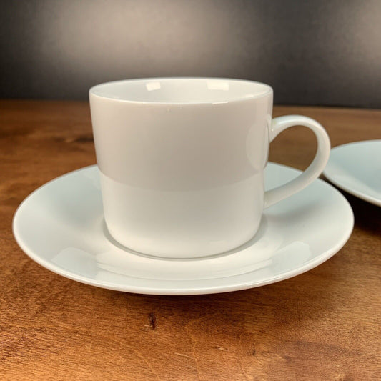 Crate And Barrel White Cup And Saucer Set Made In Sri Lanka