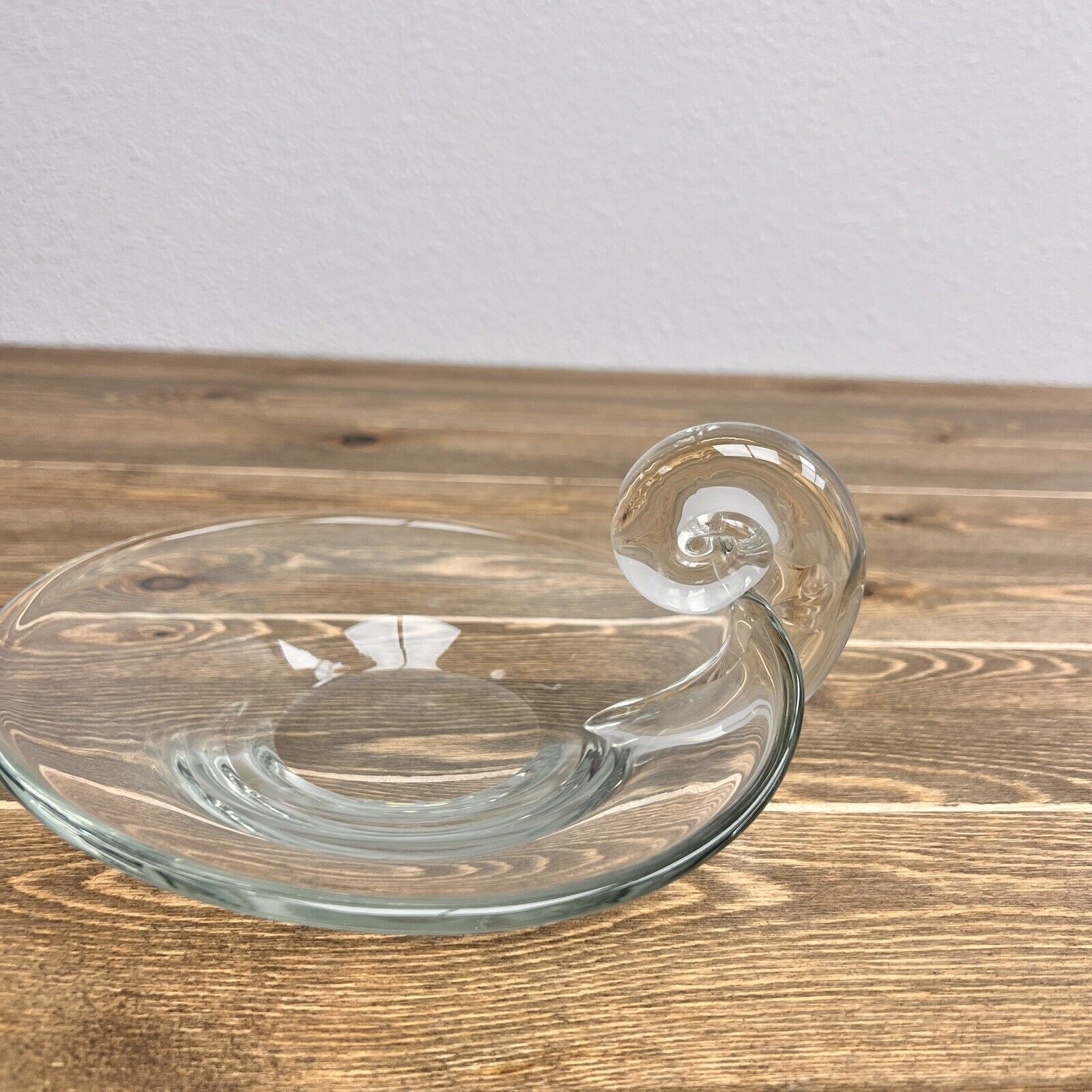 Vintage  Crystal candy Dish with Scroll Snail Handle