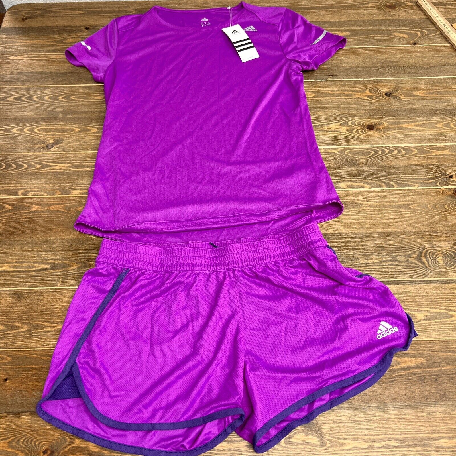 Adidas Running Shorts & Top Size Medium Purple Women’s