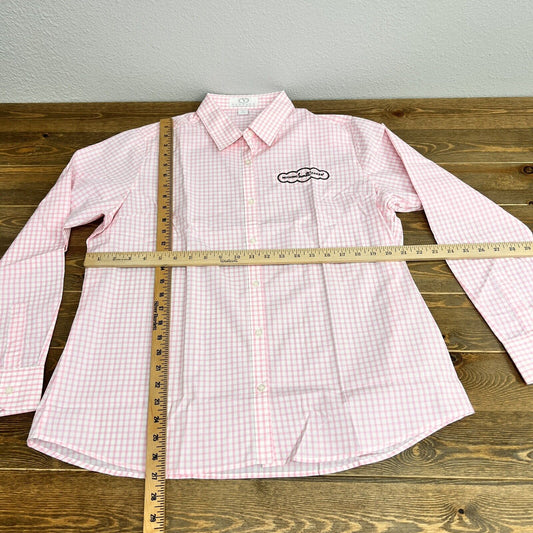 Nothing Bundt cakes Women’s Button Down Shirt Pink & white Sz XLARGE