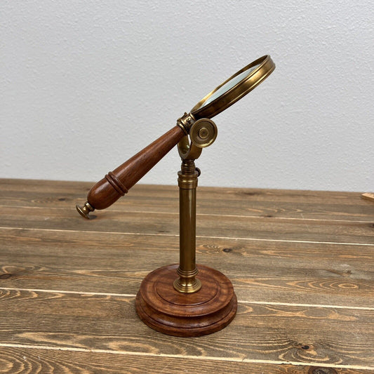 Vintage Style Magnifying Glass On Stand Metal/Wood