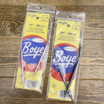 2 Boye Wrights 29”-80cm Circular Knitting Needles US Size 9 & 10