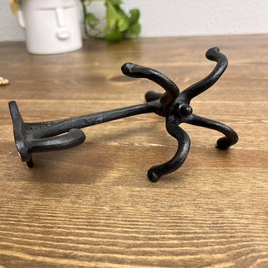 Antique Vintage Style BLACK Cast Iron Hook Rotating Spinning Coat Hanger