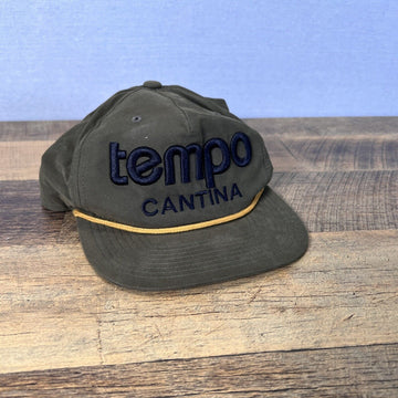 Tempo Cantina Hat Adjustable Strapback Navy Green TikTok Celebrity