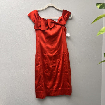 PHOEBE COUTURE Red Satin Bow Detail Dress Size 2