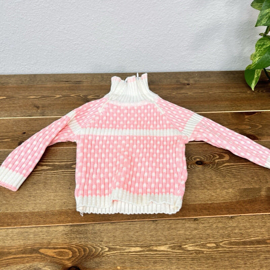 Vintage 70's 80's Turtleneck Sweater Infant Child 18 months Babytags pink White