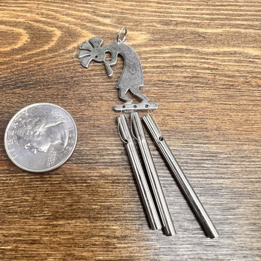 Wind Chimes Kokopelli Sterling Silver Pendant Small