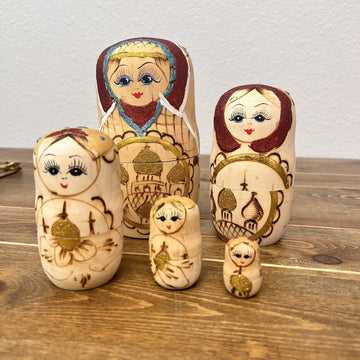 Wooden Russian Hand Painted Nesting Doll Kid Toy Babushka Matryoshka Unfinished