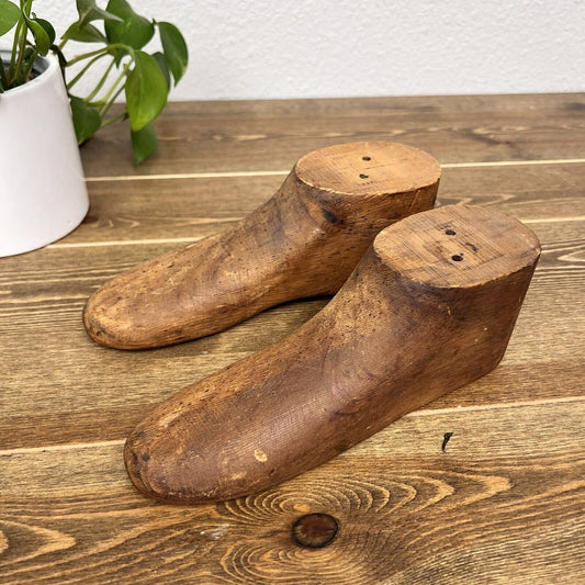 Pair Vintage Wooden Shoe Forms Cobbler Molds