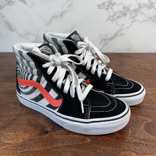 Vans UA SK8-Hi Skate Shoes Swirl Black Fiery Coral MN SZ M 4 Womens 5.5