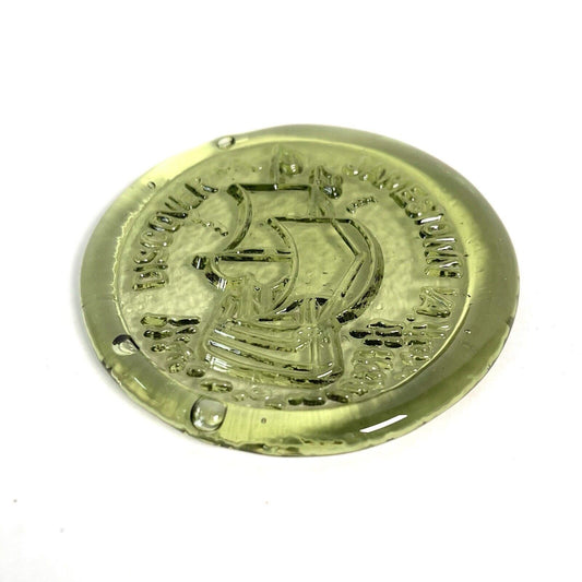 Discover Jamestown Virginia Green Glass Paper Weight