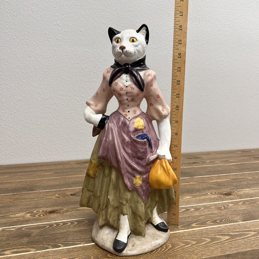 Vintage 16" Tall Standing Gypsy Cat Faced Human Woman Decor MANN Stamp