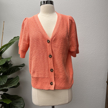 Madewell Pink Coral Short Sleeve Button Front Cardigan Women’s Size M