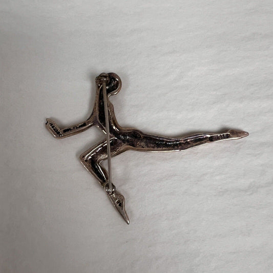 Vintage 925 Sterling Silver Gymnast Pose Girl Pin Brooch Mexico