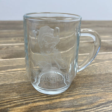 Disneyland Cinderella Etched Clear Glass Coffee Mug “Ashley”