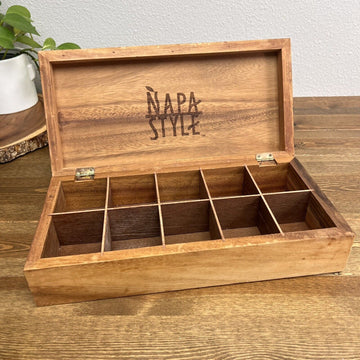 Napa Style Wood Spice Tea Storage Box