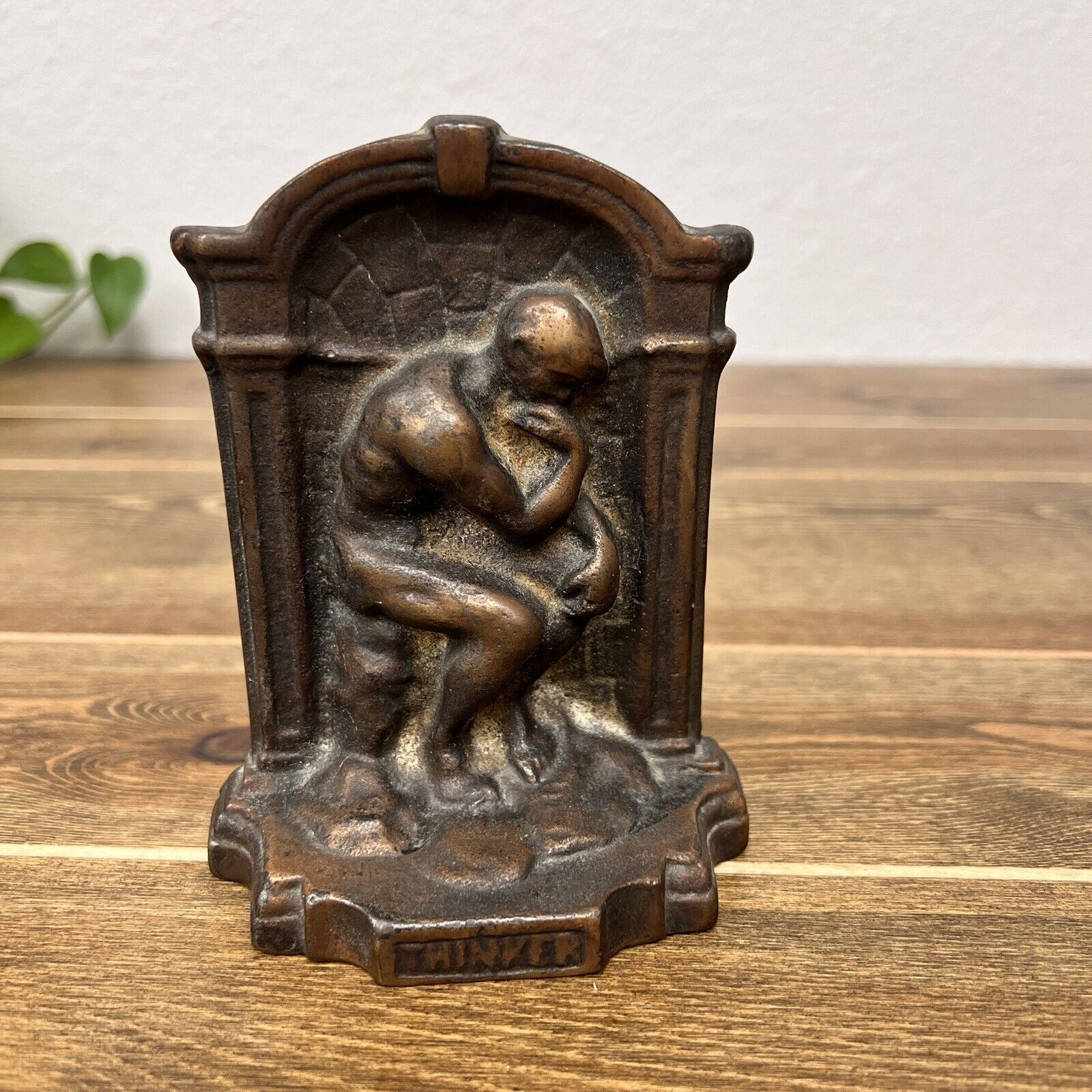 Vintage Cast Iron Bronzed Book End/Door Rodin's The Thinker