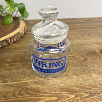 Viking Art Glass Logo Collectible Rare Jar Candy Dish