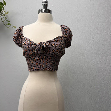 Olivaceous Crop Top Women Small Leopard Print Purple